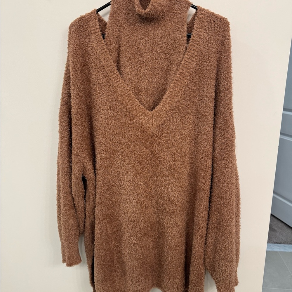 Cupshe Warm Brown Cowl Neck Sweater